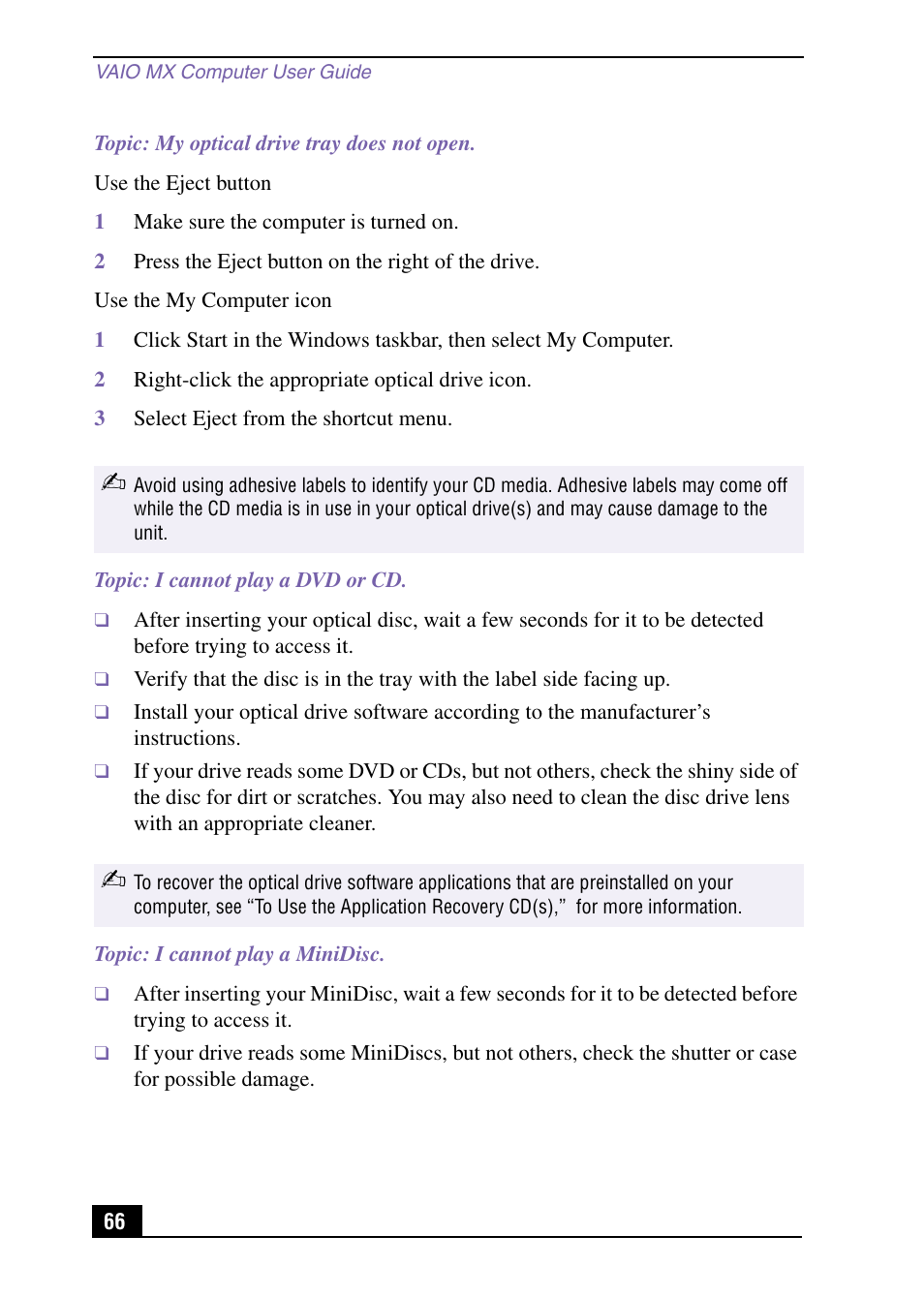 Sony PCV-MXS10 User Manual | Page 66 / 92