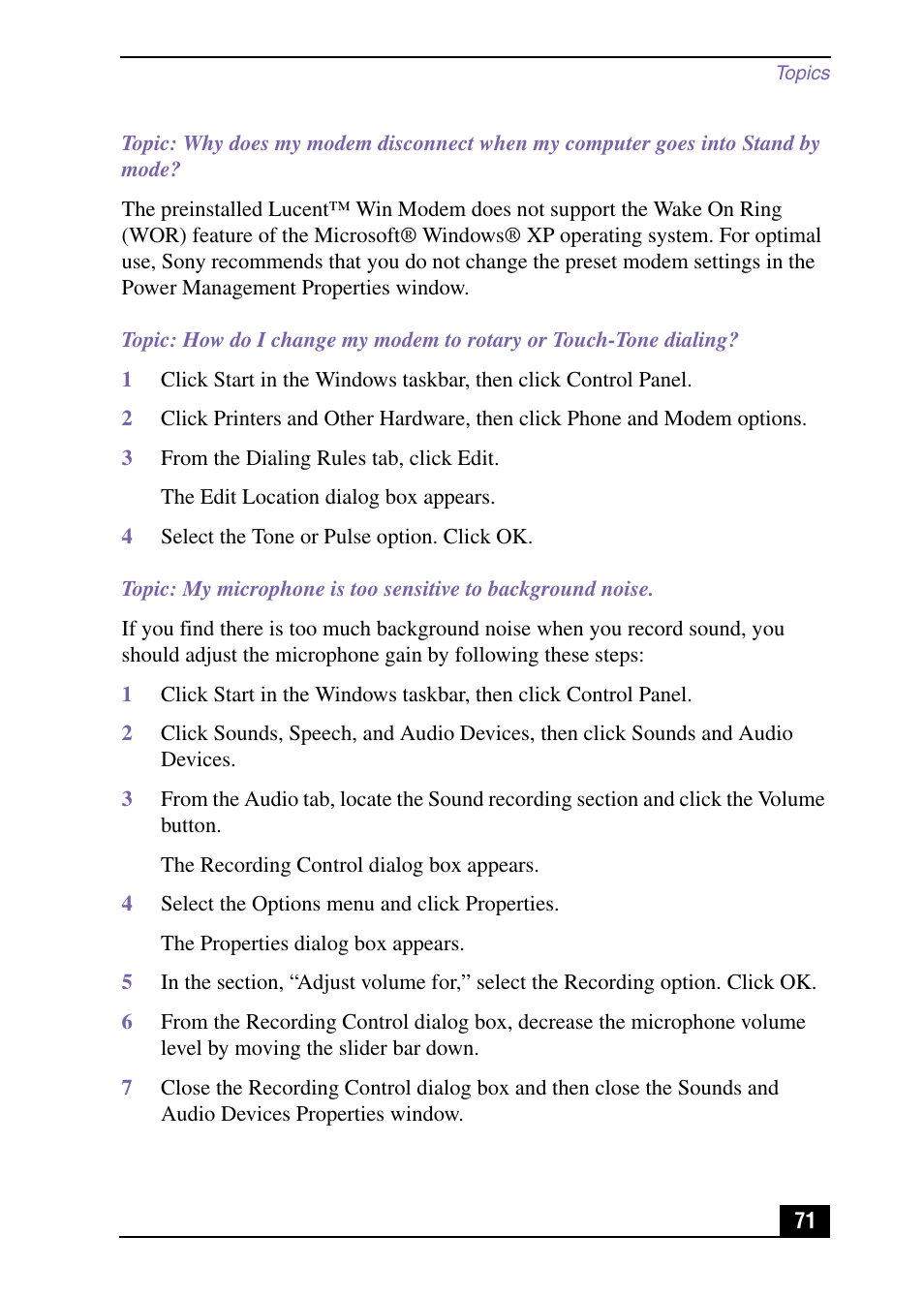 Sony PCV-MXS10 User Manual | Page 71 / 92