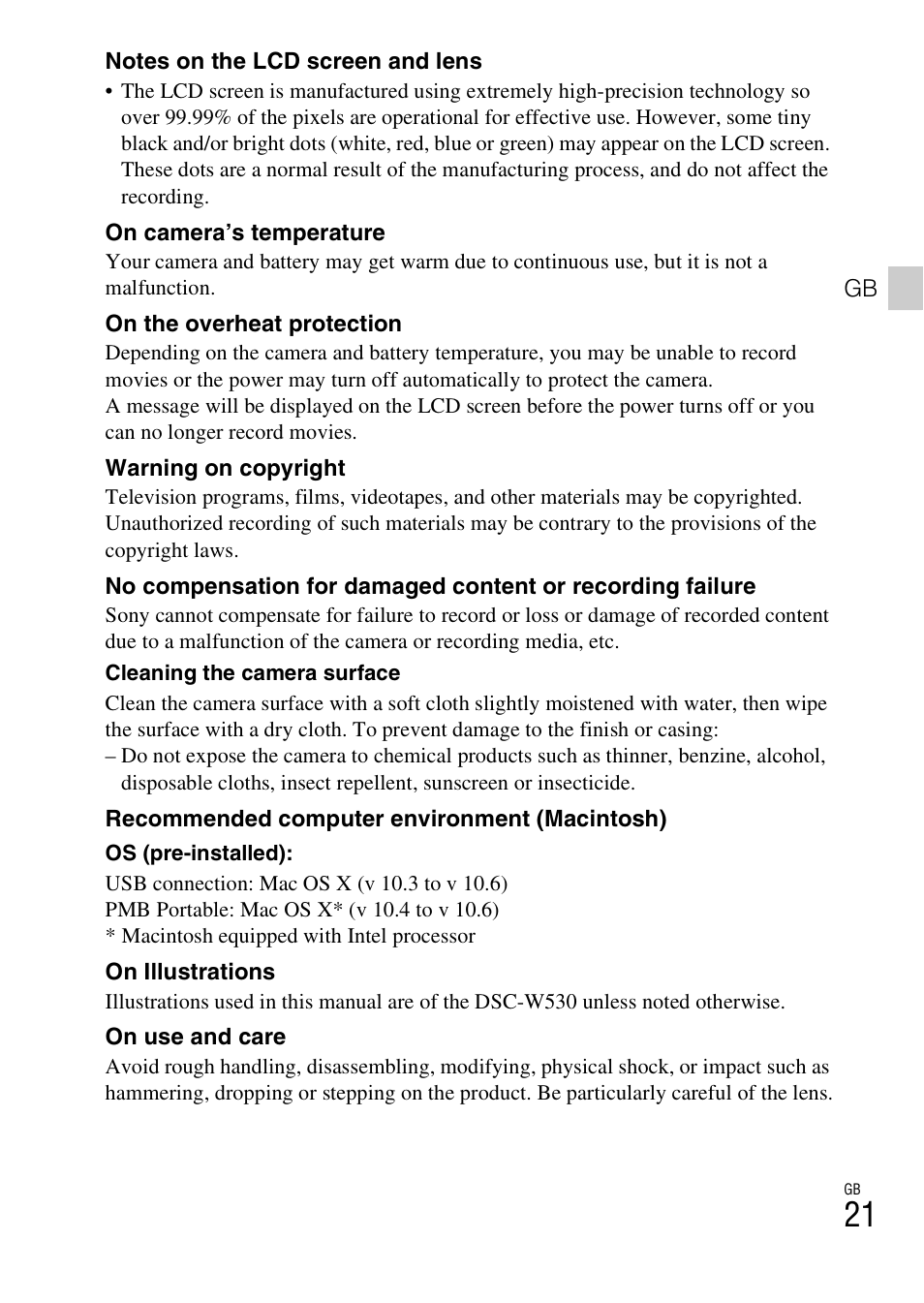 Sony DSC-W530 User Manual | Page 21 / 48