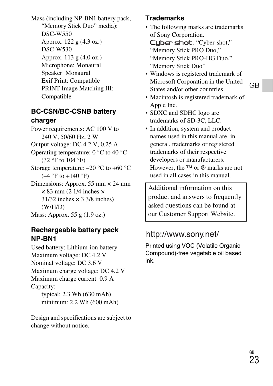 Sony DSC-W530 User Manual | Page 23 / 48