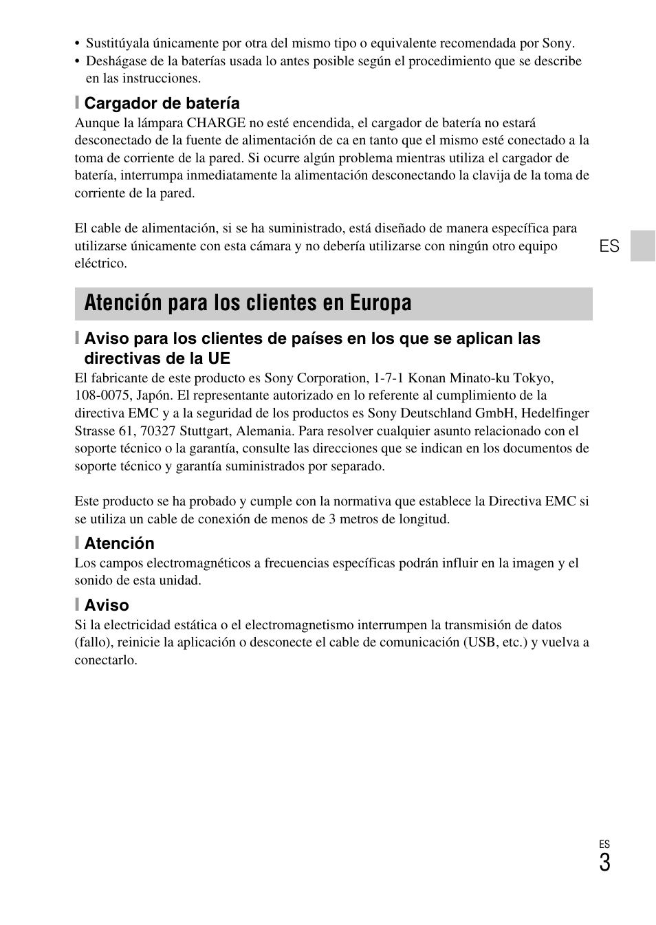 Atención para los clientes en europa | Sony DSC-W530 User Manual | Page 25 / 48