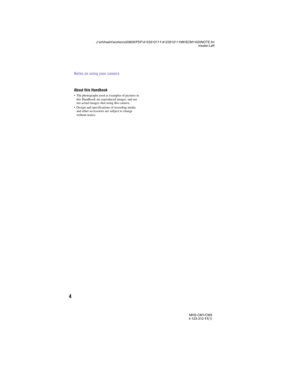Sony MHS-CM1 User Manual | Page 4 / 75