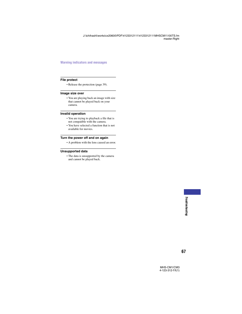 Sony MHS-CM1 User Manual | Page 67 / 75