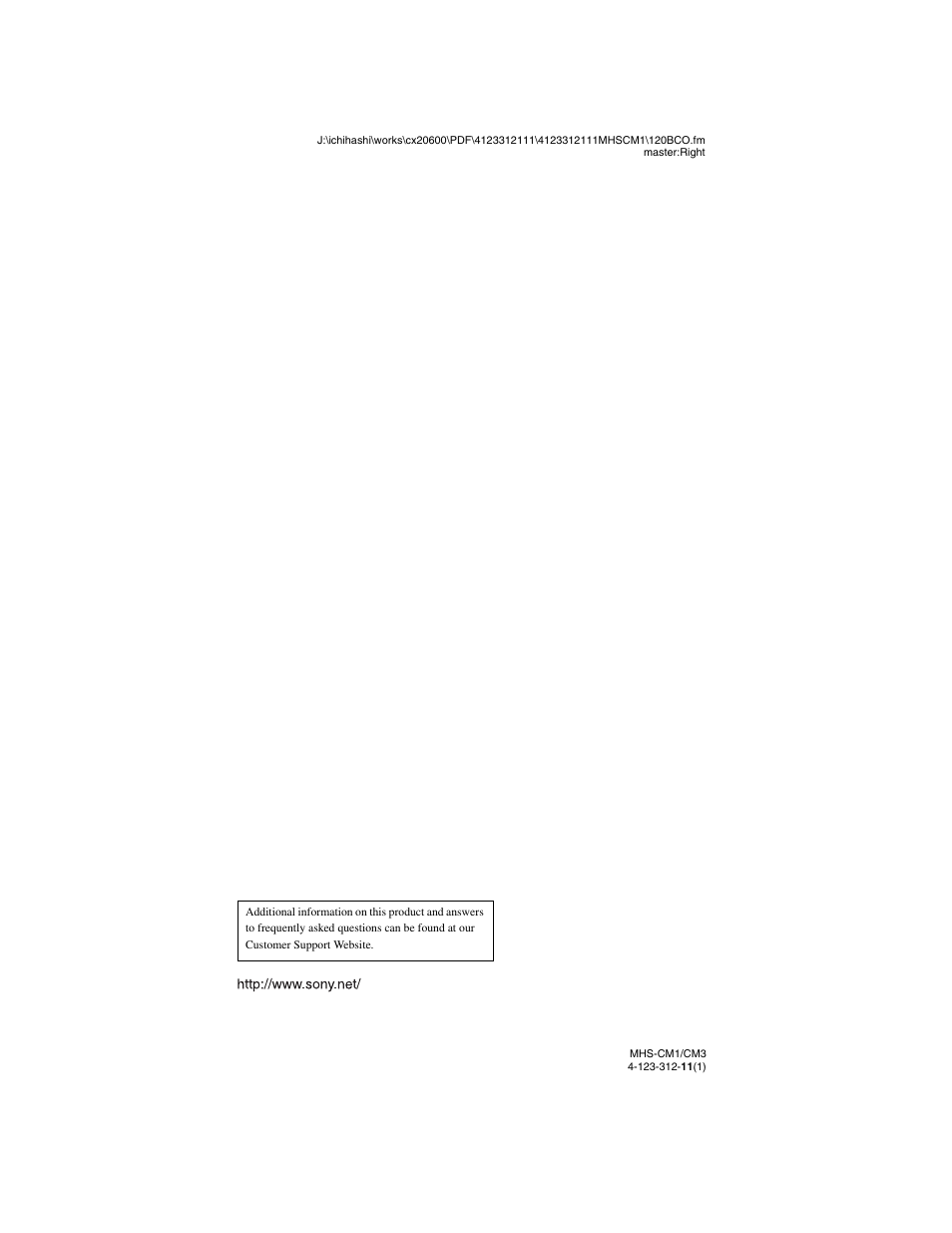 Sony MHS-CM1 User Manual | Page 75 / 75