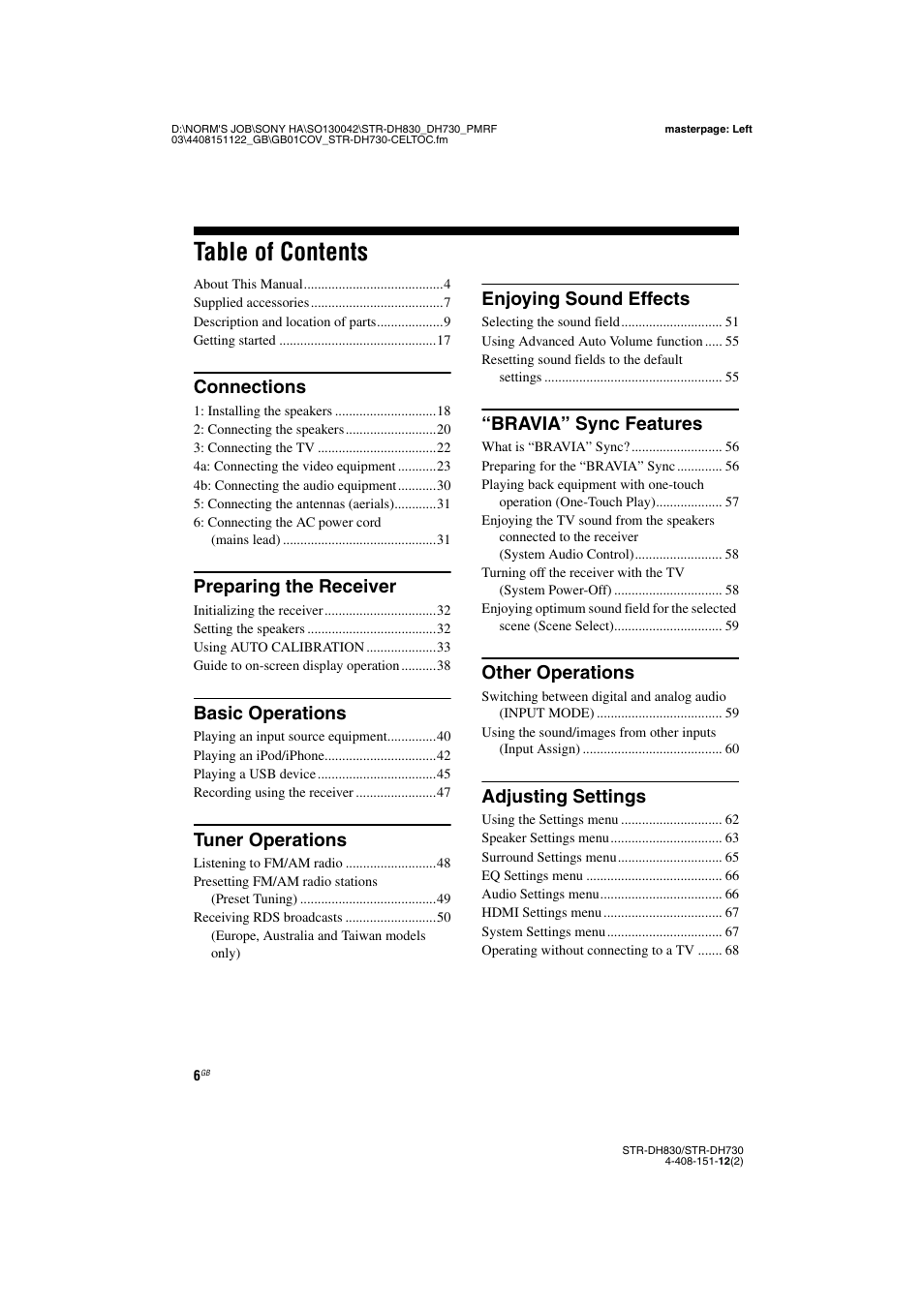Sony STRDH830 User Manual | Page 6 / 88