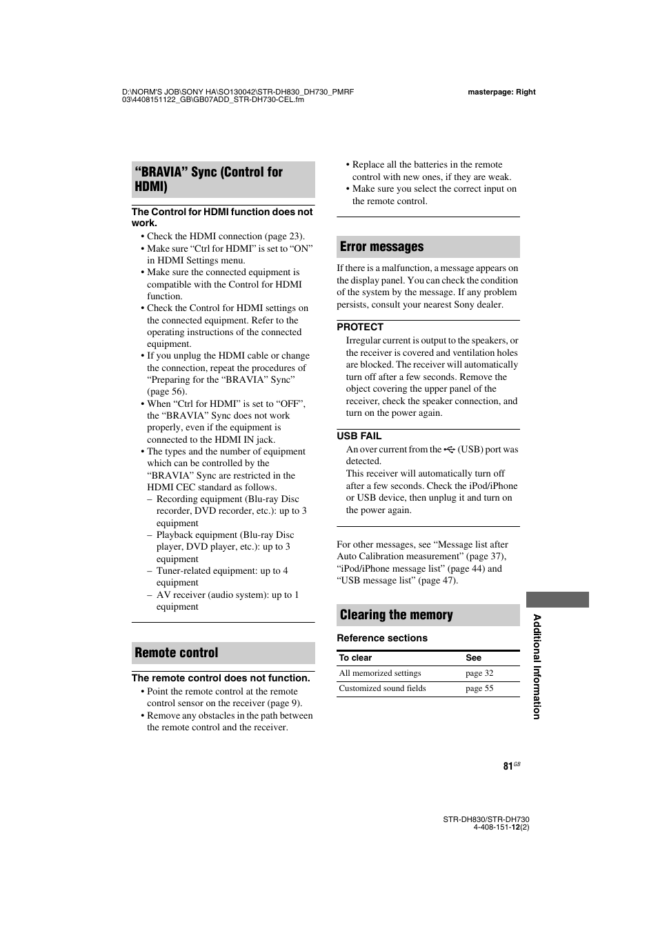 Sony STRDH830 User Manual | Page 81 / 88