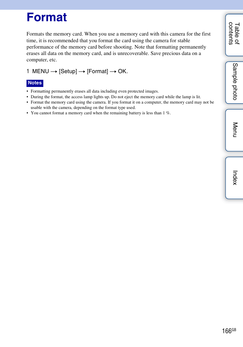 Format | Sony NEX-7K User Manual | Page 166 / 211