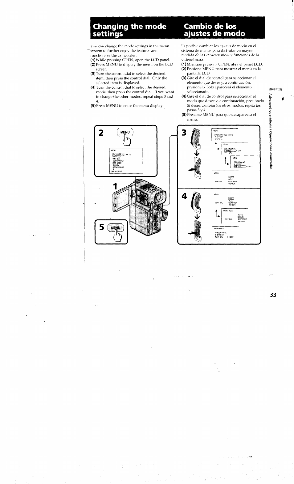 Changing the mode settings | Sony DCR-PC10 User Manual | Page 31 / 122