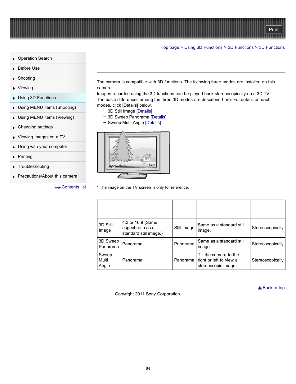 3d functions, Details | Sony DSC-WX9 User Manual | Page 84 / 252