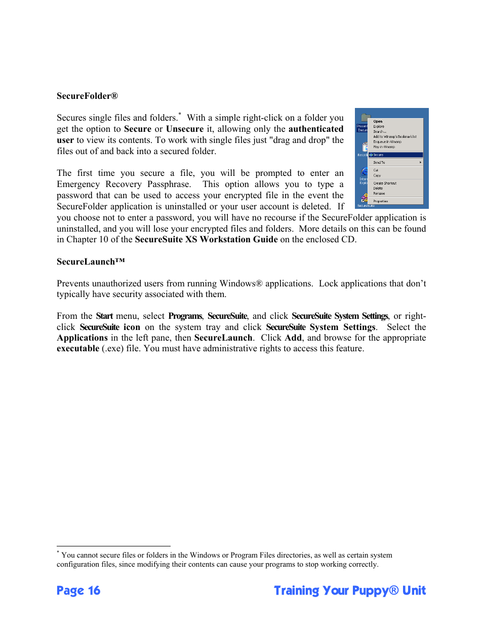 Page 16 training your puppy® unit | Sony FIU-710 User Manual | Page 16 / 24
