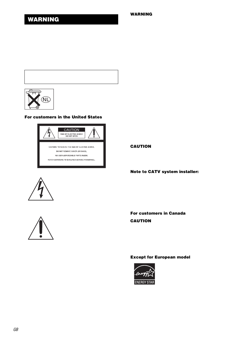 Warning | Sony STR-DA1000ES User Manual | Page 2 / 56