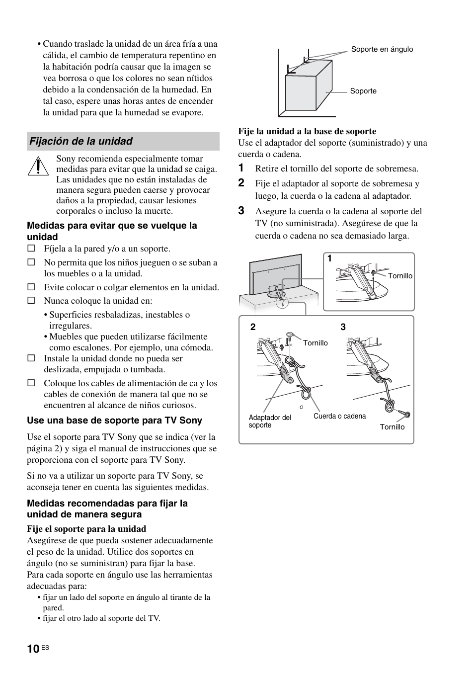 Fijación de la unidad | Sony KLV-40ZX1M User Manual | Page 66 / 87