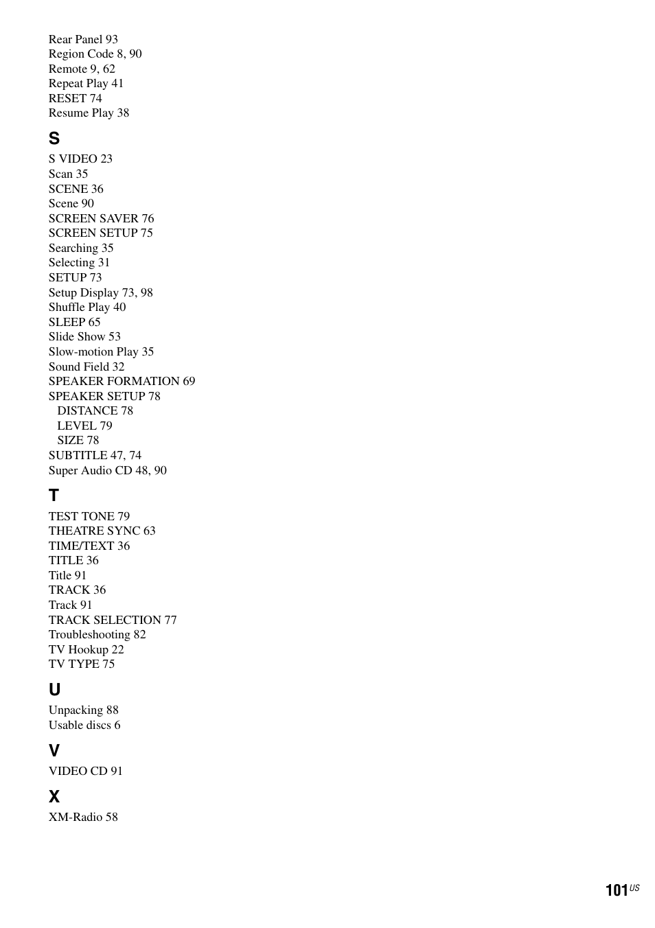 Sony DAV-FX500 User Manual | Page 101 / 104