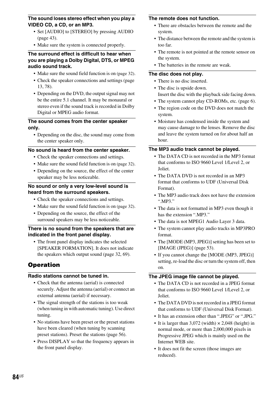 Sony DAV-FX500 User Manual | Page 84 / 104