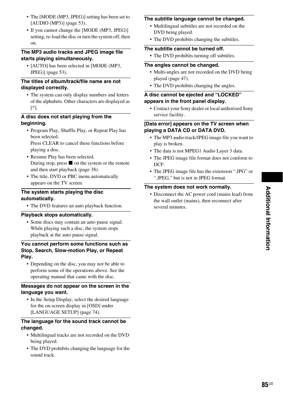Sony DAV-FX500 User Manual | Page 85 / 104