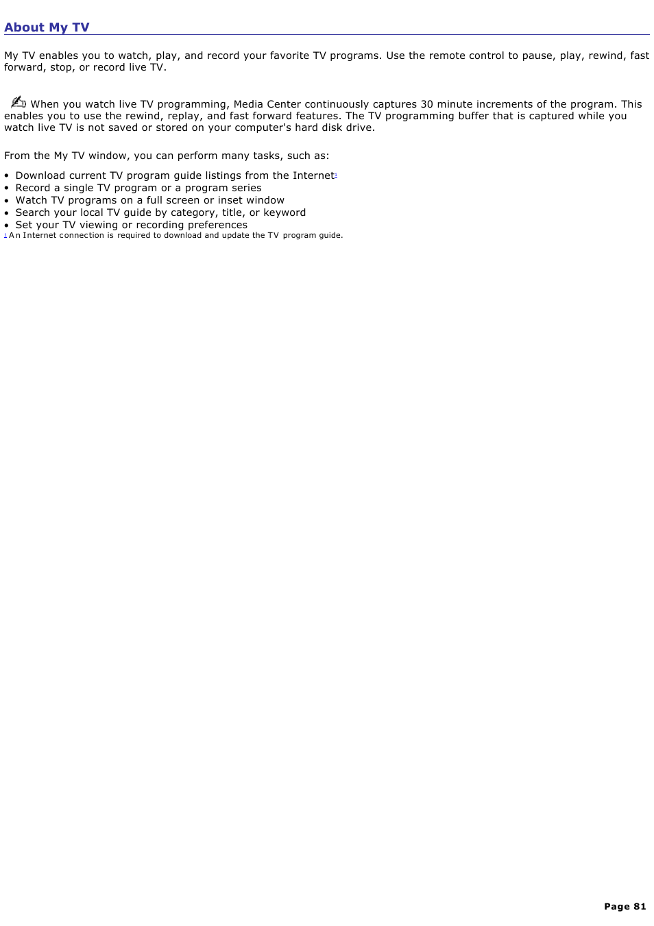 About my tv | Sony PCV-RZ46G User Manual | Page 81 / 229
