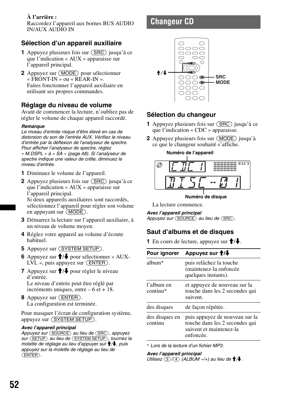 Changeur cd | Sony MEX-DV2200 User Manual | Page 114 / 192