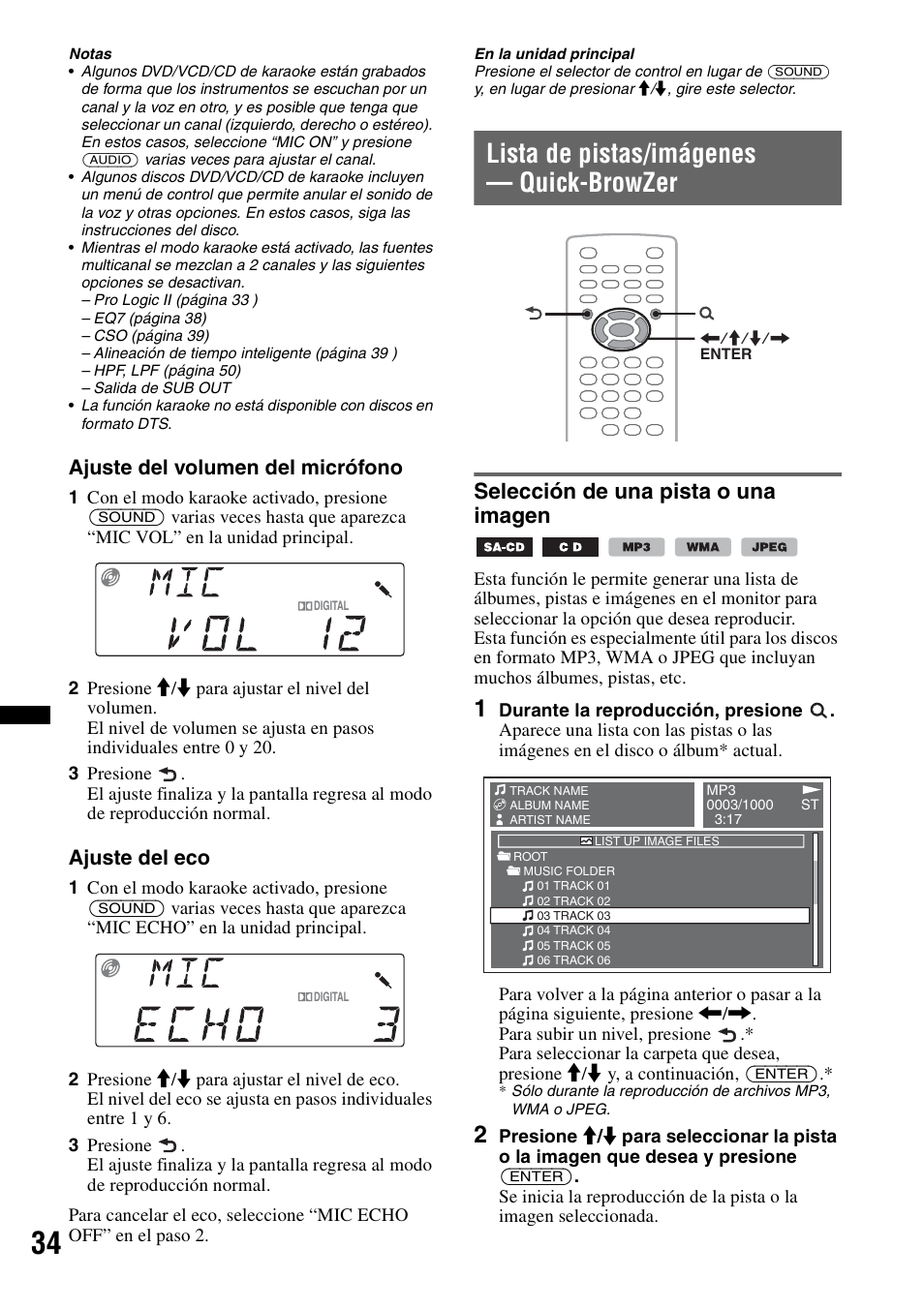 Lista de pistas/imágenes - quick-browzer, Selección de una pista o una imagen, Lista de pistas/imágenes — quick-browzer | Sony MEX-DV2200 User Manual | Page 160 / 192