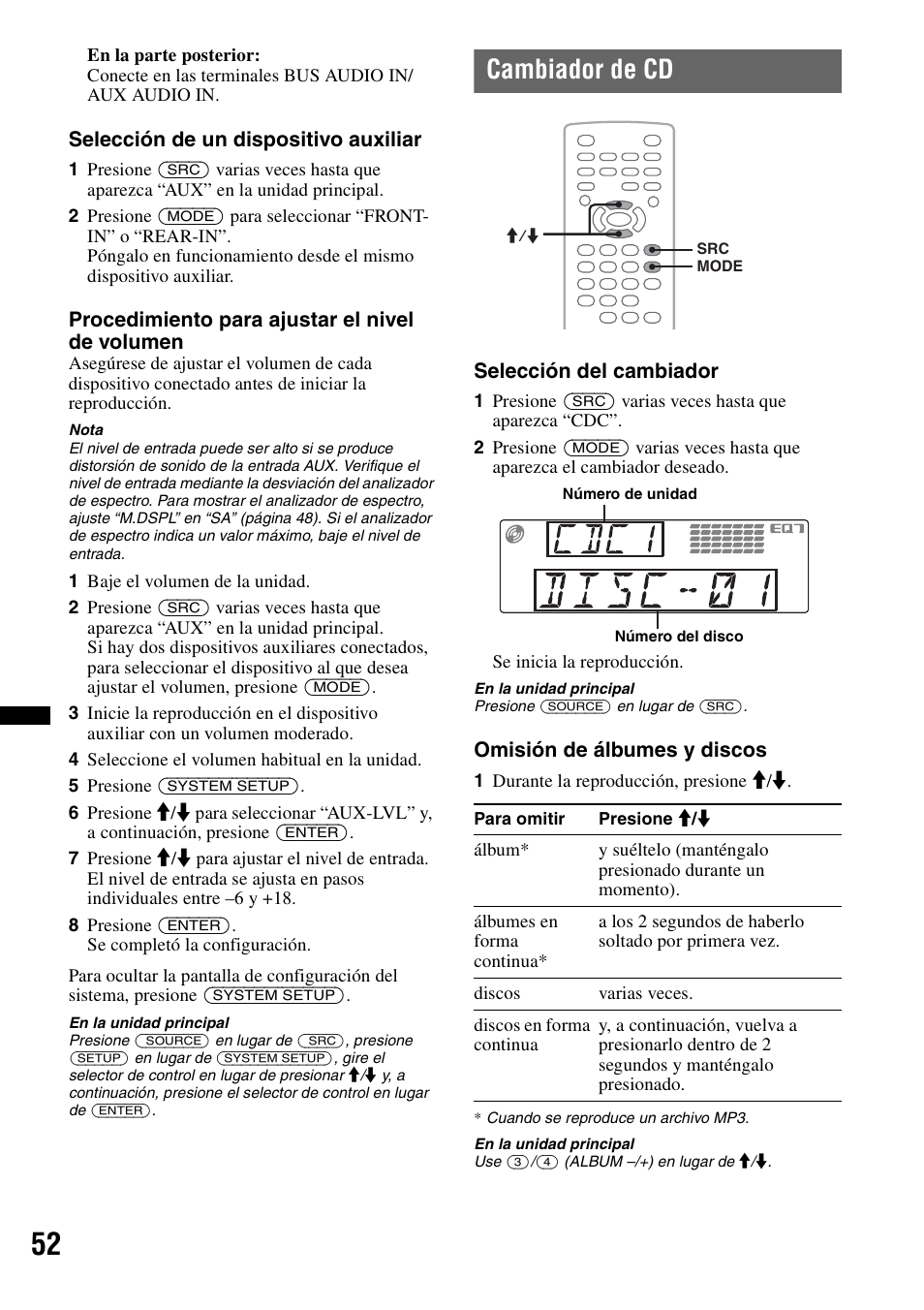 Cambiador de cd | Sony MEX-DV2200 User Manual | Page 178 / 192