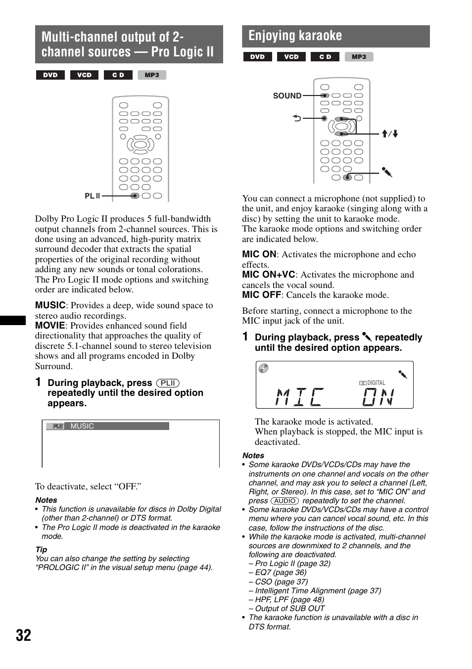 Enjoying karaoke | Sony MEX-DV2200 User Manual | Page 32 / 192