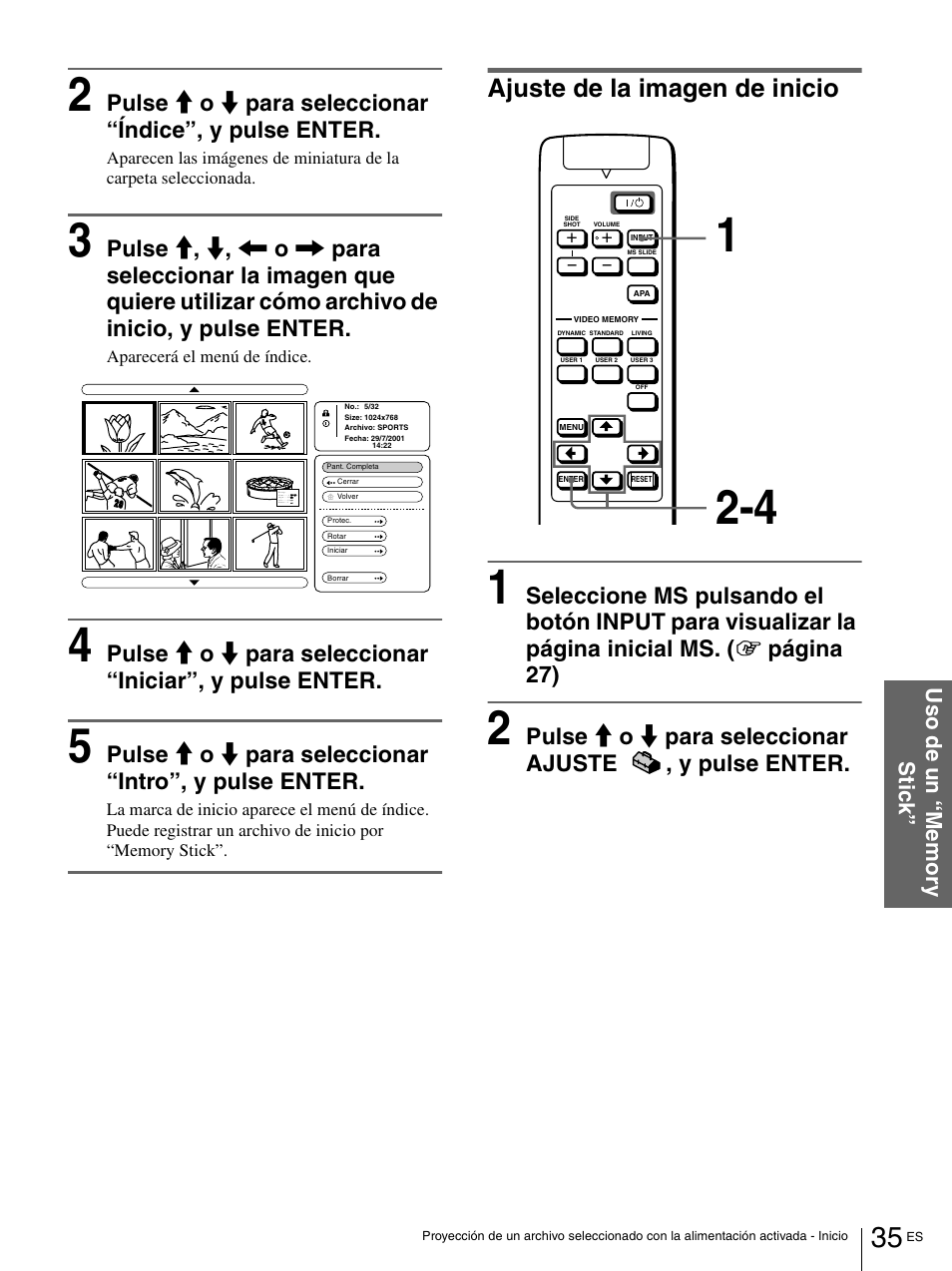 Ajuste de la imagen de inicio | Sony VPL-HS1 User Manual | Page 131 / 152