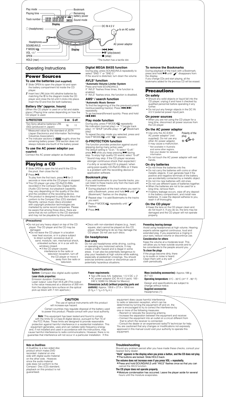 Sony D-EJ011 User Manual | 1 page