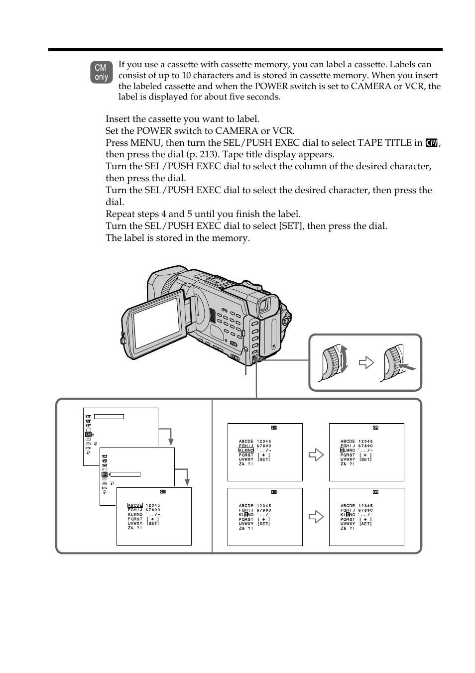 Labeling a cassette | Sony DCR-TRV950 User Manual | Page 124 / 256
