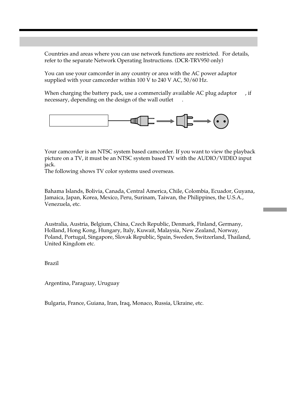Using your camcorder abroad | Sony DCR-TRV950 User Manual | Page 235 / 256