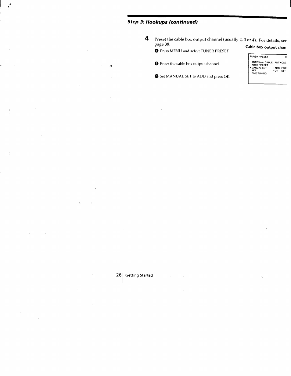 Step, 26 i getting started | Sony SLV-688HF User Manual | Page 26 / 79