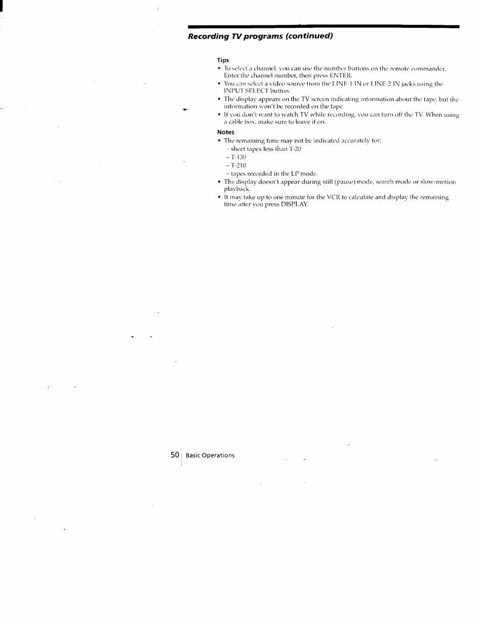 Tips, Notes | Sony SLV-688HF User Manual | Page 50 / 79