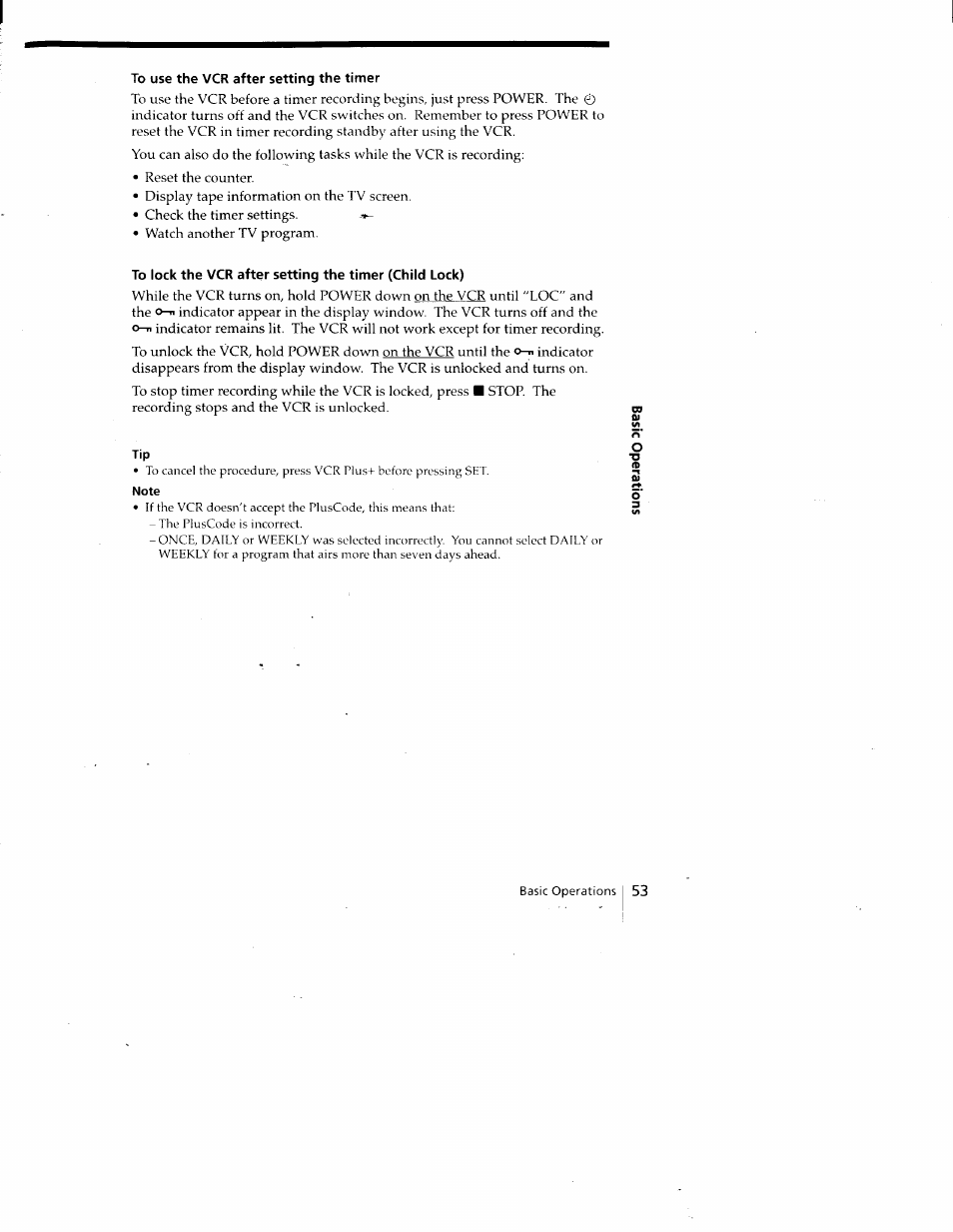 To use the vcr after setting the timer, Note | Sony SLV-688HF User Manual | Page 53 / 79