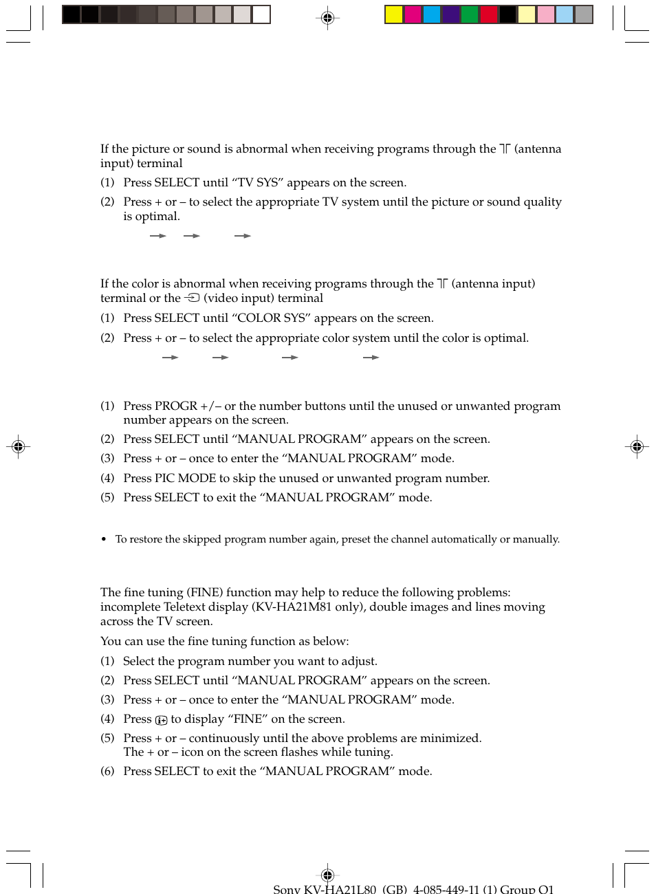 Sony KV-HA14L80 User Manual | Page 12 / 15