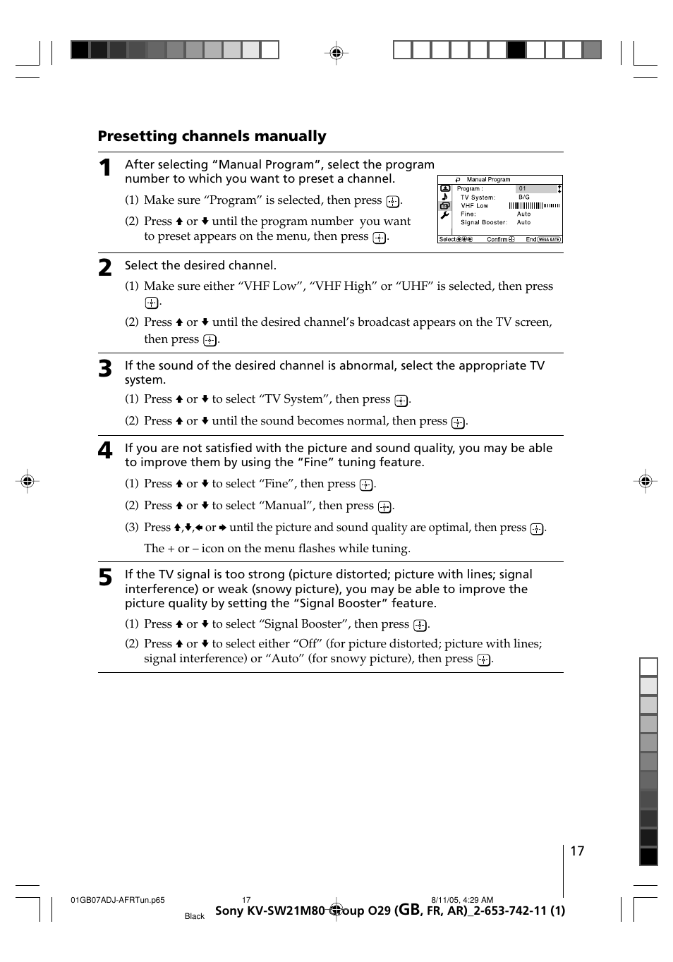 Sony KV-BZ21M80 User Manual | Page 17 / 62