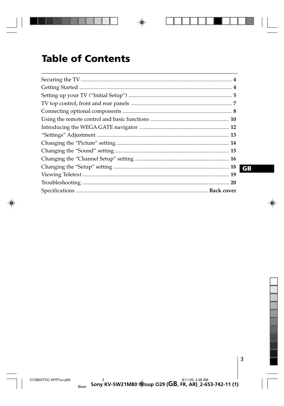 Sony KV-BZ21M80 User Manual | Page 3 / 62