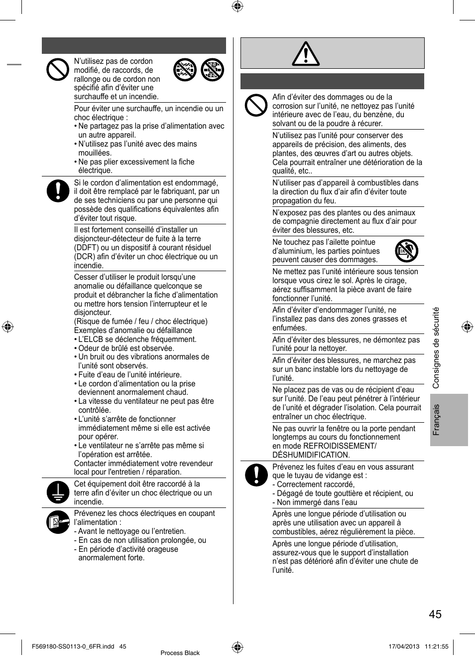 Panasonic CU5E34PBE User Manual | Page 45 / 76