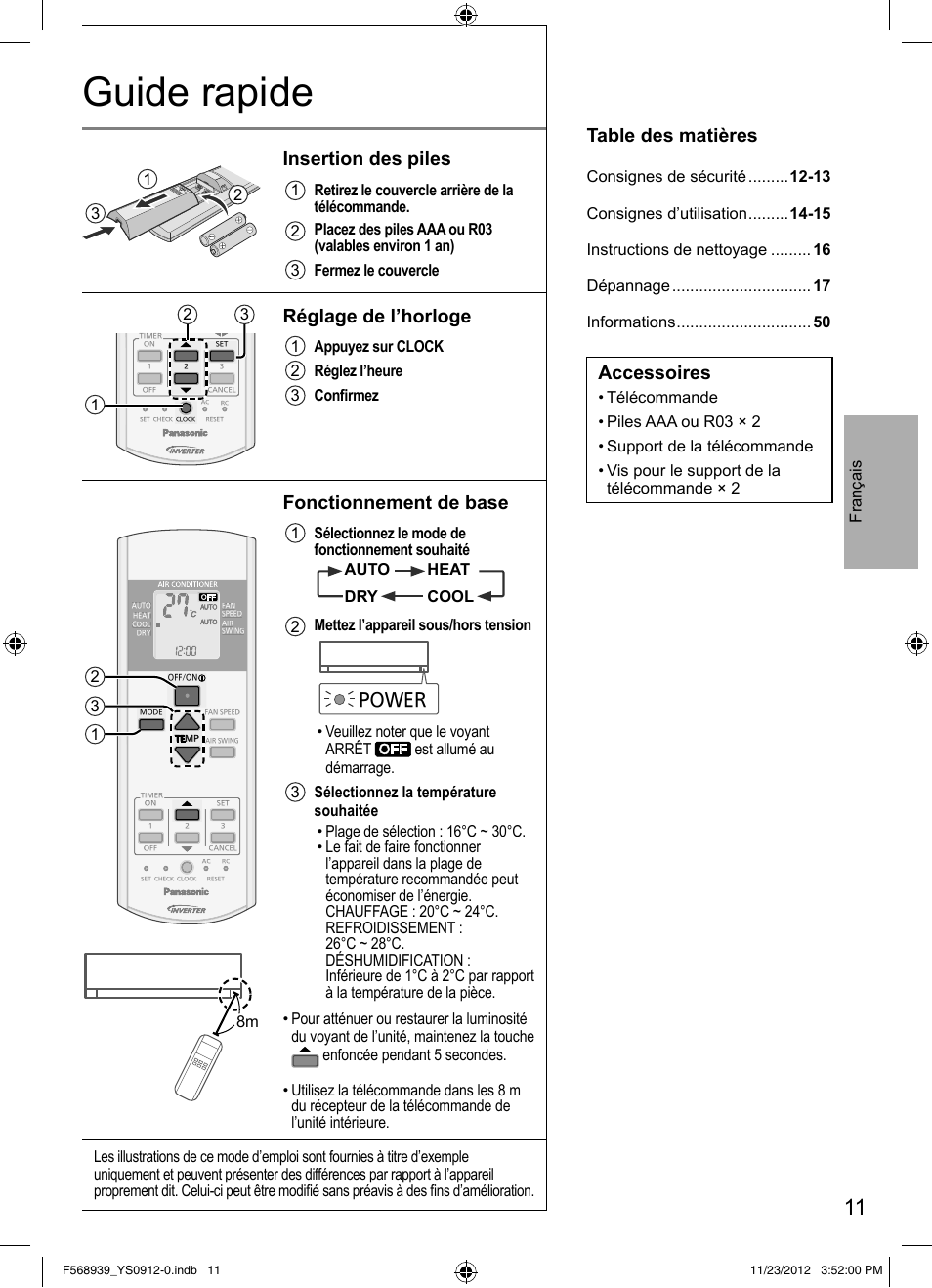 Panasonic CU2RE18PBE User Manual | Page 11 / 52