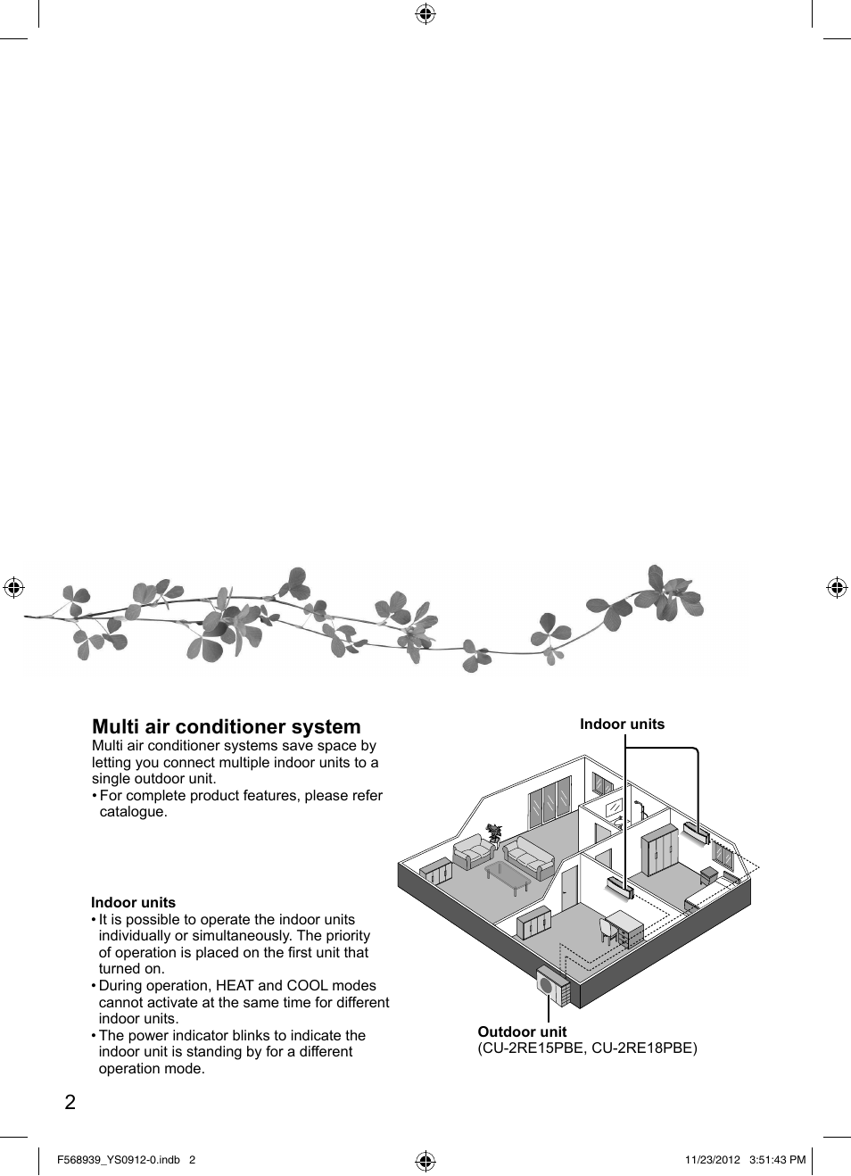 2multi air conditioner system | Panasonic CU2RE18PBE User Manual | Page 2 / 52