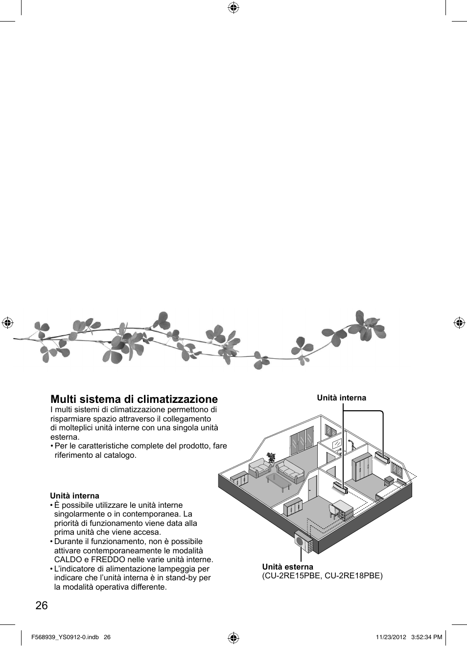 26 multi sistema di climatizzazione | Panasonic CU2RE18PBE User Manual | Page 26 / 52