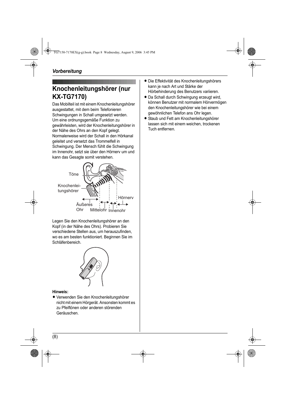 Knochenleitungshörer (nur kx-tg7170) | Panasonic KXTG7150EX User Manual | Page 44 / 216