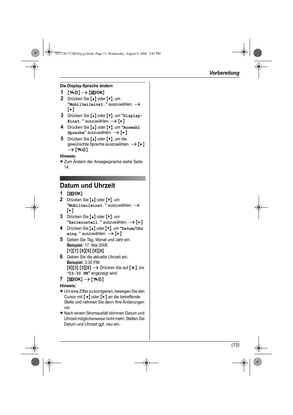 Datum und uhrzeit, Data e ora | Panasonic KXTG7150EX User Manual | Page 49 / 216