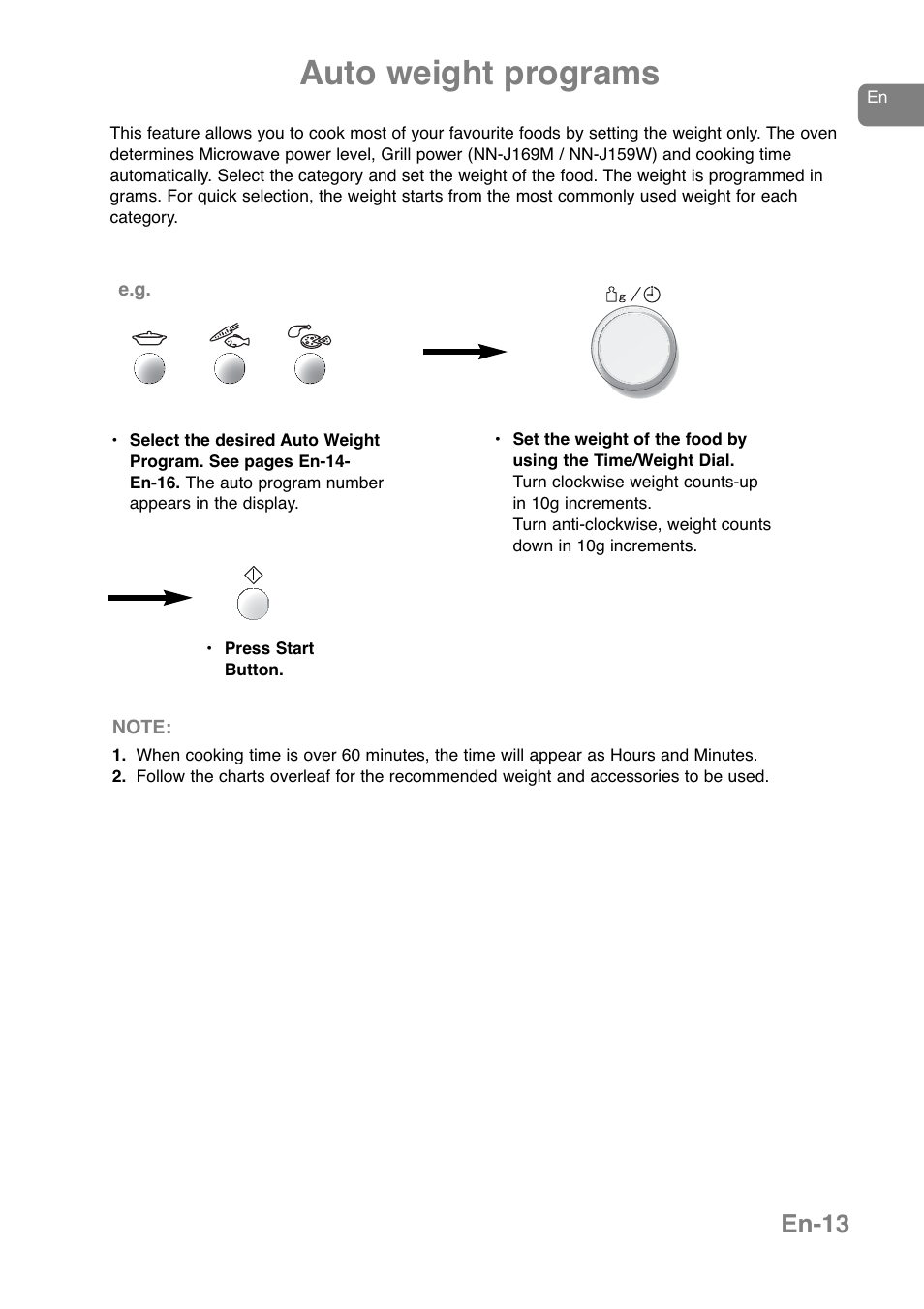 Auto weight programs, En-13 | Panasonic NNJ169MMWPG User Manual | Page 16 / 374