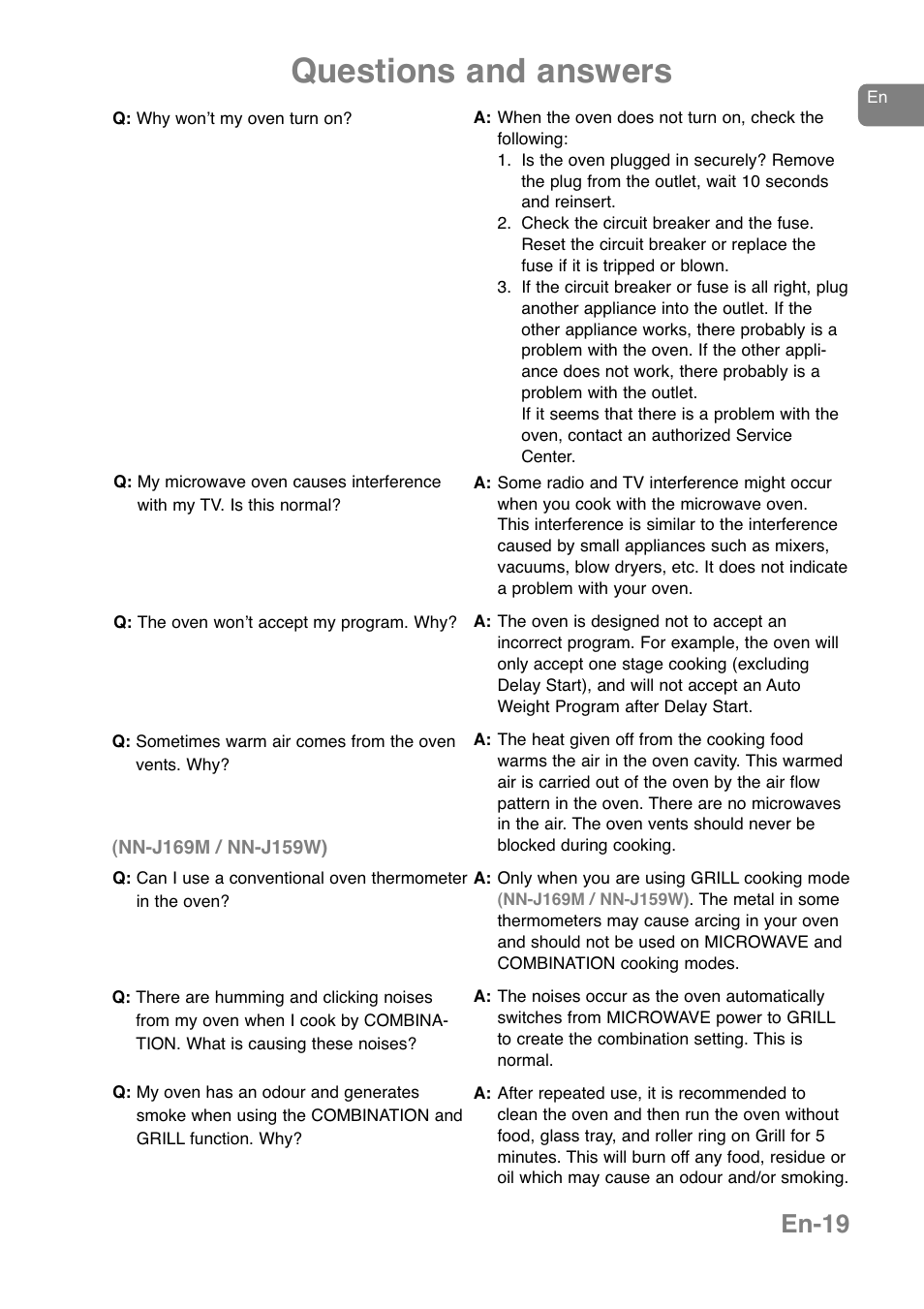 Questions and answers, En-19 | Panasonic NNJ169MMWPG User Manual | Page 22 / 374
