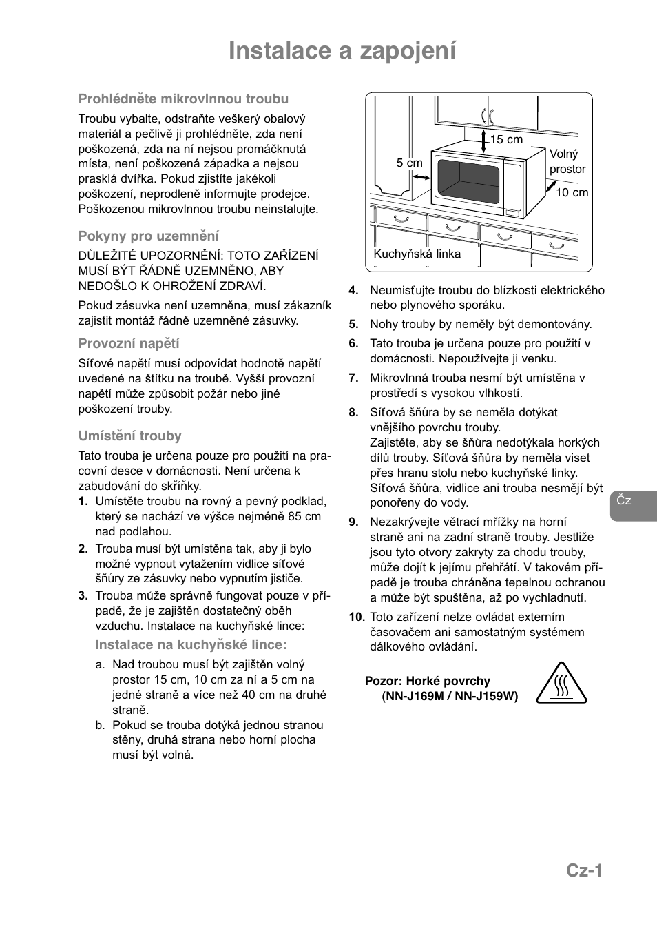 Instalace a zapojení, Cz-1 | Panasonic NNJ169MMWPG User Manual | Page 282 / 374