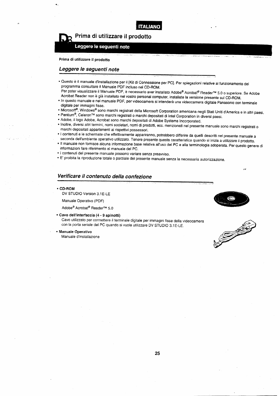 Prima di utilizzare il prodotto | Panasonic VWDTA29 User Manual | Page 24 / 31