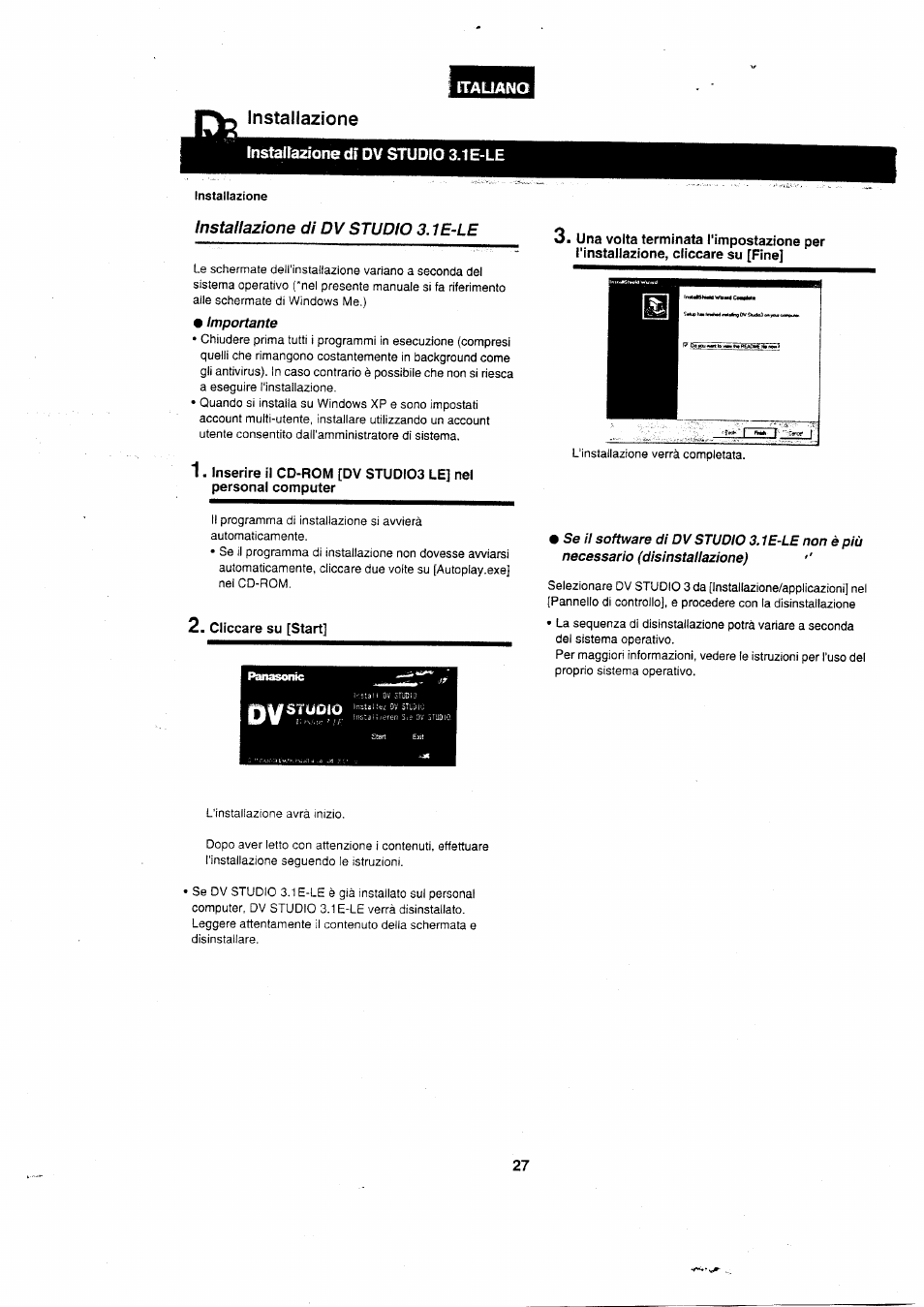 Cliccare su [start, Installazione | Panasonic VWDTA29 User Manual | Page 26 / 31