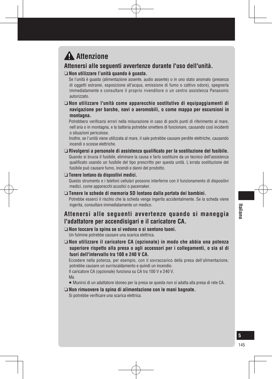 Attenzione, Informazioni per la sicurezza | Panasonic CNGP50N User Manual | Page 145 / 336