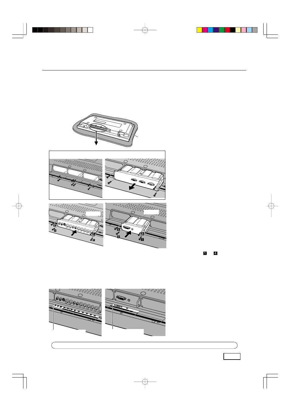 Udskiftning, Installation af det ønskede terminalkort, Anbringen des aufklebers für terminal-funktion | Panasonic TY42TM6B User Manual | Page 19 / 24