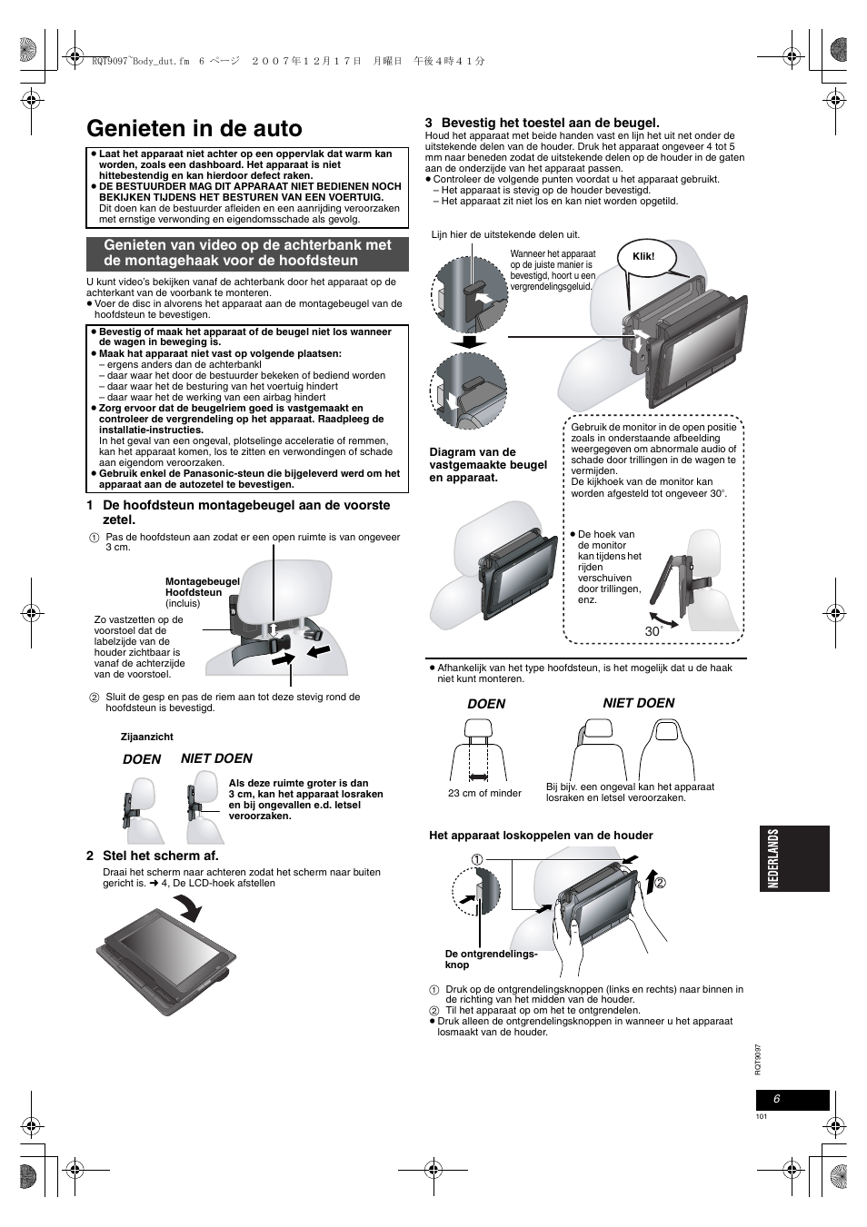 Genieten in de auto | Panasonic DVDLS83 User Manual | Page 101 / 108