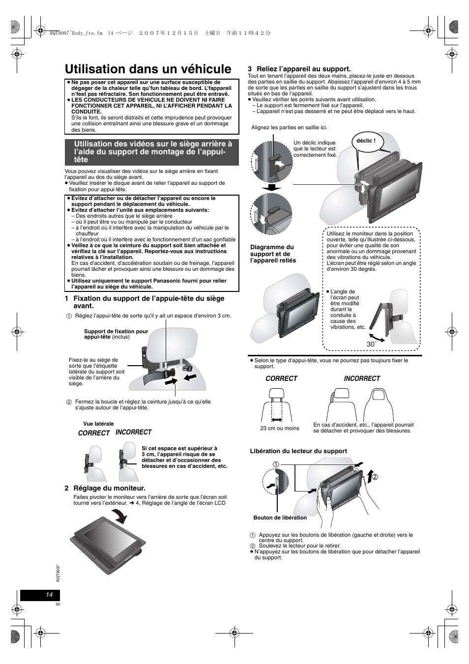 Utilisation dans un véhicule | Panasonic DVDLS83 User Manual | Page 50 / 108