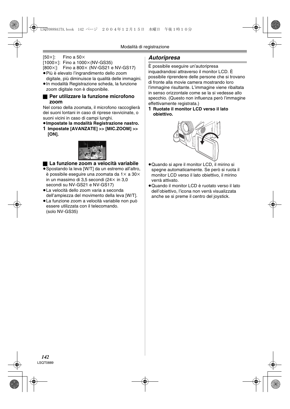 Autoripresa | Panasonic NVGS21EG User Manual | Page 142 / 236